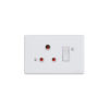 Classic Steel Series Single wall switched socket white steel 4X2
