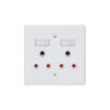 Classic Steel Series: Double wall switched socket white steel 4X2