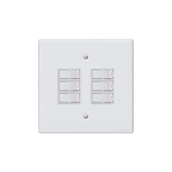 Classic Steel Series: 6 Lever Wall Switch White Steel