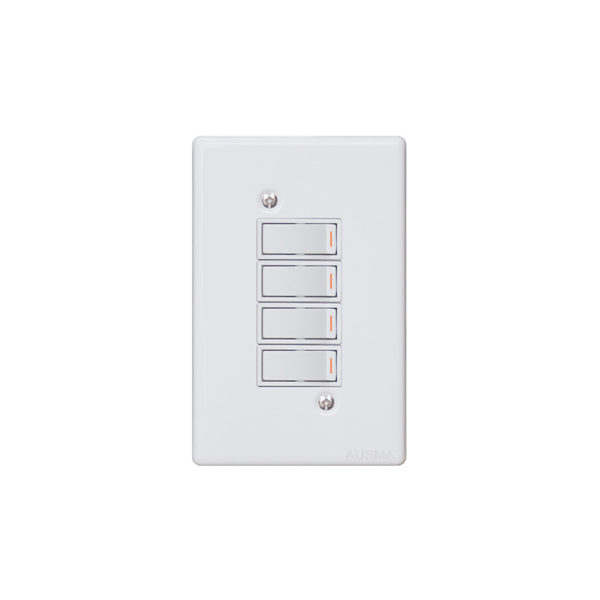 Classic Steel Series: 4 Lever Wall Switch White Steel