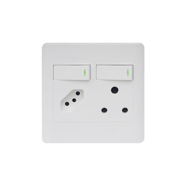 Luxury Series 4X4 Double Wall Switched Socket 1X16A + New 1X16A