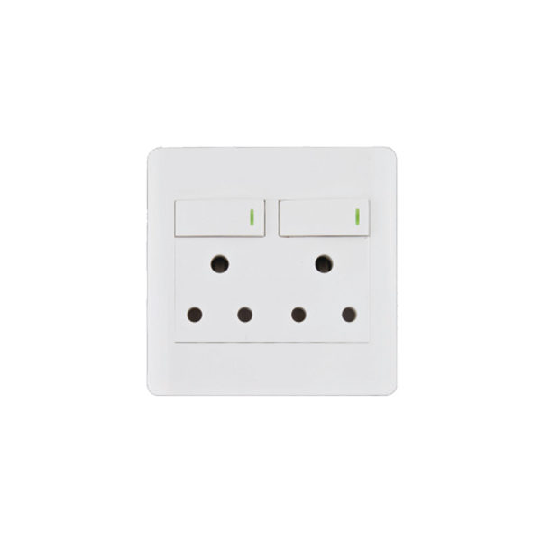 Luxury Series 4X4 Double Wall Switched Socket 2X16A